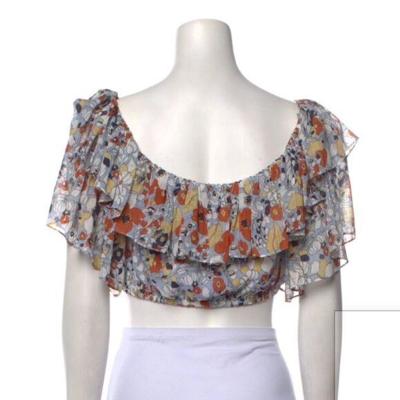 Alexis Adona Floral Chiffon Ruffle Off-Shoulder Crop Top - Picture 2 of 7